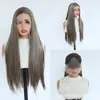 Peluca de encaje frontal 13*4 fábrica de pelucas Qingdao venta al por mayor color mixto chal para mujer peluca de fibra de alta temperatura tocado