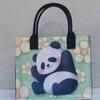 Guochao Post Panda Flor Feltro Bolsa Tote Bag Tote Bag Commuter Mulheres Bolsa Ombro Único Bolsa Presente Bolsa