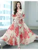 Vestido elegante de verano para mujer, moderno, elegante, que reduce la edad, cintura marcada, manga acampanada, floral, con vuelo amplio