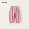 Pantalones de chándal para niña Bangxuan Huzhou Zhili primavera y otoño, pantalones largos rosas dulces para niño pequeño, pantalones holgados para niños