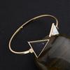 Pulsera turquesa abierta de triángulo de mármol de venta caliente de AliExpress 2017 moda pulsera de aleación personalizada al por mayor