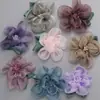 Grampo de Cabelo Estilo Coreano Presilha Broche Decorativo Acessórios de Joalheria Semi-acabados Flores de Tecido de Gaze de Seda Estames de Chiffon Atacado