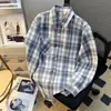 Camisa Masculina 2025 Primavera Nova Chegada Tendência Fashion Versátil Masculina Manga Longa Xadrez Masculino