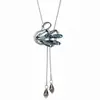 Cadena para Suéter de Collar Largo Geométrico, Accesorio de Lujo de Alta Gama, Versátil y de Moda, Colgante de Perla para Otoño e Invierno