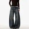 Jeans Negros Barbudos Retro Americanos para Hombres y Mujeres, Corte Limpio, Lavado Vintage, Corte Holgado, Pantalones de Pierna Ancha para Parejas, Modernos