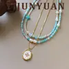 Nuevo collar azul fresco con cuentas para mujer, cadena para clavícula en capas de lujo ligero de nicho, transmisión en vivo transfronteriza europea y americana y tiendas físicas