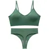 Conjunto de Sujetador de Triángulo Francés sin Aros y Tanga Transfronterizo Suave Sujetador y Calzones Deportivos a Prueba de Impactos Tallas Grandes