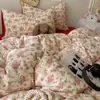 Estampado de Gatito de Dibujos Animados Tela tipo Nube Clase A Juego de Sábanas y Funda de Edredón de Cuatro Piezas para Cama de Dormitorio Juego de Tres Piezas Ropa de Cama para Niños