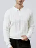 Otoño e Invierno Hombres Texturizado Casual Versátil Tejidos Parte Superior Masculina Cremallera Parcial Solapa Manga Larga Suéter Sencillo Hombres