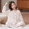 Pijama feminino de outono, manga longa, estilo primavera e outono, algodão nuvem infantil, novo modelo 2026, roupa de casa estilosa para meninas mais velhas