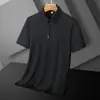 Camisa Polo de Seda Helada para Hombre Verano 2024 Camisa Polo Laminada sin Costuras Calidad Dos Piezas Solapa de Nylon de Seda Helada para Hombre