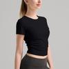 Runa Pulse Plisado Look Adelgazante Costilla Ropa de Yoga Camiseta de Manga Corta Tejido Nude Fitness Running Top Deportivo