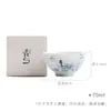 Tazas Maestras Azules y Blancas de Pared Delgada Hechas a Mano de las Dinastías Tang y Song, Juego de Té Gongfu Cerámica Pintada a Mano Tazas de Té para el Hogar, Luo Shen Xiangfei
