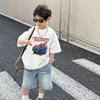 Camiseta de manga corta con dibujos animados para niños, algodón de verano 2024, para niños y niñas de mediana edad, estilo coreano, de moda.