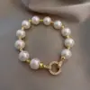Pulsera de Cobre Micro-Pavimentada con Circonita Perla de Imitación Estilo Coreano Moda Pulsera de Celebridad de Internet Pulsera Elegante Personalizada con Diseño de Perlas para Mujeres