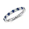 Anillo de Diamante Perforado Rayado Azul y Blanco Cao Shi para Mujer, Anillo de Dedo de Circonita Imitación Zafiro de Lujo Ligero, Accesorio Versátil Estilo Minimalista de Comercio Exterior