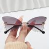 Novos Óculos de Sol Infantis Sem Aro Borboleta Diamante Metal para Viagem Casual Decorativos Meninos e Meninas