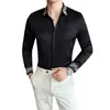 Camisa de Manga Larga Ajustada Estilo Coreano de Moda para Hombre Primavera y Otoño 2025 Marca de Moda Ropa para Hombre Elegante Sin Planchar Resistente a las Arrugas
