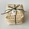 Caixa de Presente de Bambu Feita à Mão, Cesto de Bambu Estilo Floresta com Tampa, Caixa de Armazenamento Trançada, Caixa de Presente de Rattan, Cesto de Bambu Quadrado para Lembrancinhas