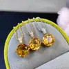 Colgante de Citrino Amarillo Natural de Calidad Impecable, Fuerte Brillo, Incrustación de Plata 925, Piedra Principal 9*9mm, Venta Directa del Fabricante