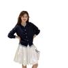 Cardigan de Tricô Dai Jiawen Estilo Coreano Vermelho Brilhante Base Cor Doce Retalhos Falso Duas Peças Novo Emagrecedor Nicho para Mulheres