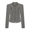Familia Z Comercio Exterior Transfronterizo Spot Estilo Europeo y Americano ZA Ropa para Mujer 2026 Otoño Nueva Llegada Chaqueta Corta de Patchwork con Cuello Alto