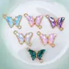 Pulseira Colar Pingente Acessório DIY Materiais Borboleta de Cinco Cores Liga Conector Duplo de Pingente