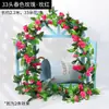 Enredadera de Flores Artificiales de Rosa Zarcillo Colgante de Pared Enroscada Cubierta Decorativa para Tubería de Agua de Aire Acondicionado Sala de Estar Techo Planta de Plástico