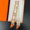 Bufanda de corbata estampada delgada de nuevo estilo para mujer, bufanda larga estrecha de seda estilo coreano para combinar con camisas, accesorio envolvente de moda