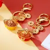 Cadena de Monedas de Cobre de la Suerte con Llavero de Lingote, Colgante para Bolso de Mujer, Anillo para Llavero, Adorno Transfronterizo de Metal, Regalo al por Mayor
