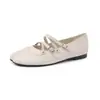 Zapatos planos de moda de nicho de 1 cm de suela blanda, nueva colección otoño 2026, punta redonda, planos, boca poco profunda, de una sola correa, zapatos de abuela para mujer