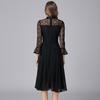 Vestido negro más grasa talla grande para mujer europeo y americano largo encaje calado suelto grande forma A falda 200 kg