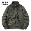 JEEP SPIRIT otoño 2021 nueva chaqueta de cuello alto lavada para hombre abrigo casual holgado para hombre 0010