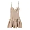 Exportação Transfronteiriça Roupas Femininas 2025 Outono Nova Roupa Feminina Outono Novo Estilo Europeu e Americano Moda Vestido de Alça Cor Lisa