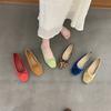 Musi Zapatos Planos Cuadrados de Gamuza Estilo Francés con Lazo 2024 Primavera y Otoño Nuevos Zapatos Mary Jane con Plataforma Interna