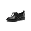 Zapatos de Cuero con Cordones Estilo Británico Más Vendidos en Transmisión en Vivo, Nuevo Modelo 2026, Elegantes Zapatos de Cuero Genuino Retro de Punta Redonda con Tacón Grueso Medio y Corte Profundo