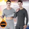 Conjunto Térmico Masculino com Forro de Fleece, Espessado para o Inverno, Roupa Íntima Térmica da Moda Slim-Fit, Estilo Gola Redonda, Resistente ao Frio, Direto do Fabricante