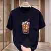 Camiseta Masculina TikTok Internet Popular Moda Marca Verão Masculina Solta Tamanho Grande Gola Redonda Estampada Esportiva Top Camisa Base
