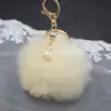 Colgante de Bolsa Bolita de Piel de Perla Llavero de Bola de Piel Llavero de Piel de Conejo Sintético Colgante de Coche Decoración de Bola de Piel Llavero de Piel para Mujer