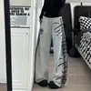 Pantalones anchos con estampado de letras para mujer de marca de moda americana de alta calle, holgados y versátiles con efecto de caída, adecuados para street dance y danza jazz, pantalones de longitud hasta el suelo