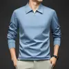2025 Nuevo Polo de Media Cremallera para Hombre Camiseta de Manga Larga de Color Sólido Otoño Cuello Semi Alto Camisa Base Cálida Venta al por Mayor