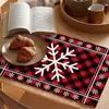 Jogo Americano de Natal Amazon Transfronteiriço Descartável Preto e Branco Xadrez Floco de Neve Guardanapo de Papel Jogo de Mesa Cozinha Sala de Estar Pacote
