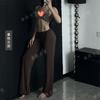 Calça Esportiva Fitness Yoga Pilates Drapê Super Confortável com Zíper para Meninas Latte Pura para Mulheres com Cintura Pequena