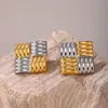 Omega Acero Inoxidable Chapado en Oro Verdadero de 18K Pendientes Dorados Geométricos Clavos para Orejas Exagerados Modernos Joyería para Orejas de Acero de Titanio