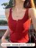 Traje Ceñido Camisola de Punto Diseño para Mujer con Top sin Mangas Negro Rojo Ropa Exterior de Nicho Base