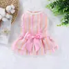 Saia de Borboleta com Listras Verticais Roupas para Gatos e Cachorros Primavera e Verão Fina Bulldog Francês Corgi Teddy Poodle Bichon Frisé Primavera