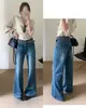 Nuevo TOP de Otoño Estilo Europeo Guangzhou Trece Líneas Cintura Media-Baja Estilo Chica Caliente Jeans de Boca de Campana con Cintura Ajustable 9199