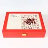 Caja de Regalo Universal de Tres Piezas y Doble Set con Carácter Fu, Caja de Empaque Gruesa de Alta Gama, Reishi, Dendrobium, Cuerno de Ciervo, Rodajas de Ginseng Americano