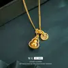 Nuevo Estilo Chino Moda Nacional Microincrustado Set de Cadena de Calabaza Fulu Arena Dorada Estilo Chino Versátil Nicho Vintage Set de Cadena Fulu Incrustado con Diamantes