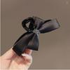 Pinza de Lazo Doble Faz Negro Estilo Hepburn para Mujer, Grande, de Alta Gama, para el Cabello, Parte Posterior de la Cabeza, Tipo Tiburón, Tocado